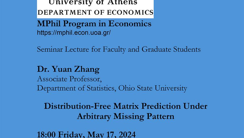 Dr. Yuan Zhang: Distribution-Free Matrix Prediction Under Arbitrary Missing Pattern